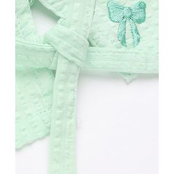 Babyhug 100% Cotton Woven Shirt Style Top with Half Sleeves and Bow Embroidery - Green