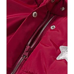Babyhug Woven Full Sleeves Hooded Padded Jacket with Star Applique - Maroon