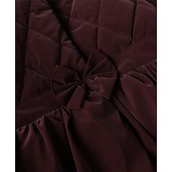 Babyhug Woven Padded Hooded Winter Jacket with Full Sleeves & Bow Applique - Maroon