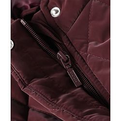 Babyhug Woven Padded Hooded Winter Jacket with Full Sleeves & Bow Applique - Maroon