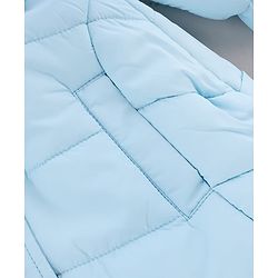 Babyhug Woven A-Line Winter Jacket with Full Sleeves and Floral Applique - Sky Blue