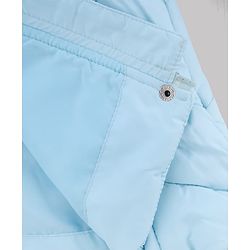 Babyhug Woven A-Line Winter Jacket with Full Sleeves and Floral Applique - Sky Blue