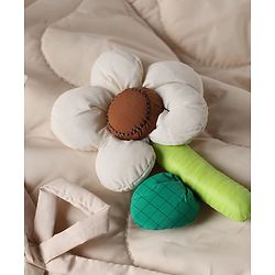 Babyhug Woven Full Raglan Sleeves Hooded Winter Puffed Jacket With Floral Applique - Beige