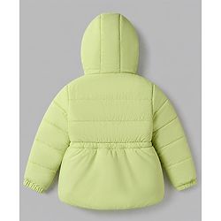 Babyhug Woven Full Sleeves Hooded Padded Jacket and Bag - Lemon