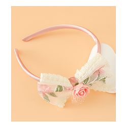 Babyhug Hair Bands With Bow Applique Free Size in Pink