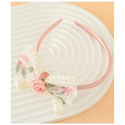 Babyhug Hair Bands With Bow Applique Free Size in Pink