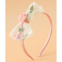 Babyhug Hair Bands With Bow Applique Free Size in Pink