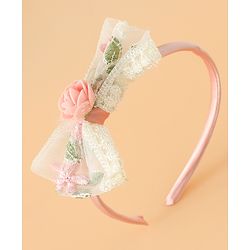 Babyhug Hair Bands With Bow Applique Free Size in Pink
