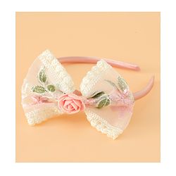 Babyhug Hair Bands With Bow Applique Free Size in Pink