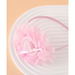 Babyhug Hair Band With Floral Applique Free Size -Pink