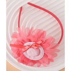 Babyhug Hair Band With Floral Applique Free Size -Pink