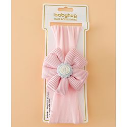 Babyhug Free Size Cute & Stylish Headbands with Floral Applique - Pink