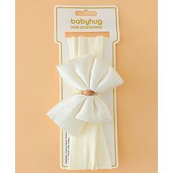 Babyhug Free Size Cute & Stylish Headbands with Bow Applique - Beige