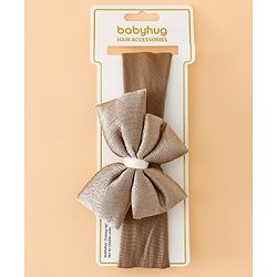Babyhug Free Size Cute & Stylish Headbands with Bow Applique - Beige