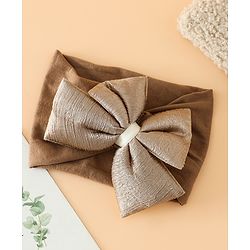 Babyhug Free Size Cute & Stylish Headbands with Bow Applique - Beige