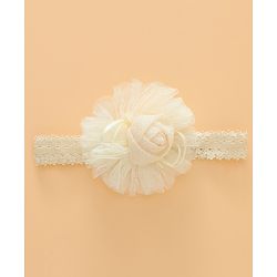 Babyhug Free Size Cute & Stylish Headbands with Lace Flower Applique - Beige
