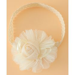 Babyhug Free Size Cute & Stylish Headbands with Lace Flower Applique - Beige