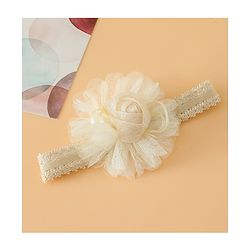 Babyhug Free Size Cute & Stylish Headbands with Lace Flower Applique - Beige