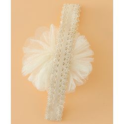 Babyhug Free Size Cute & Stylish Headbands with Lace Flower Applique - Beige