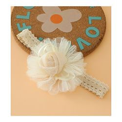 Babyhug Free Size Cute & Stylish Headbands with Lace Flower Applique - Beige