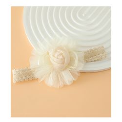 Babyhug Free Size Cute & Stylish Headbands with Lace Flower Applique - Beige