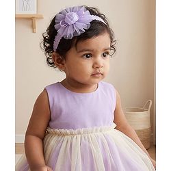 Babyhug Free Size Cute & Stylish Headbands with Lace Flower Applique - Beige