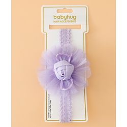 Babyhug Free Size Cute & Stylish Headbands with Lace Flower Applique - Beige