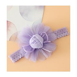 Babyhug Free Size Cute & Stylish Headbands with Lace Flower Applique - Beige