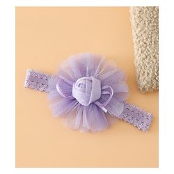 Babyhug Free Size Cute & Stylish Headbands with Lace Flower Applique - Beige