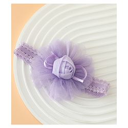 Babyhug Free Size Cute & Stylish Headbands with Lace Flower Applique - Beige