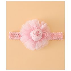Babyhug Free Size Cute & Stylish Headbands with Lace Flower Applique - Beige
