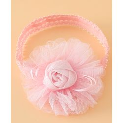 Babyhug Free Size Cute & Stylish Headbands with Lace Flower Applique - Beige