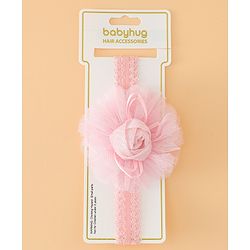 Babyhug Free Size Cute & Stylish Headbands with Lace Flower Applique - Beige
