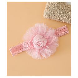 Babyhug Free Size Cute & Stylish Headbands with Lace Flower Applique - Beige
