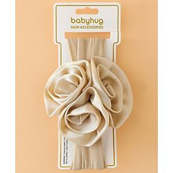 Babyhug Free Size Headbands with Floral Applique - Beige