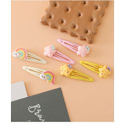 Babyhug Hair Pins And Clips Free Size with Rainbow and Star Applique Pack Of 3- Pink , Yellow & White