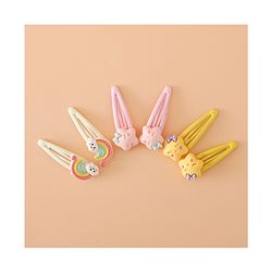 Babyhug Hair Pins And Clips Free Size with Rainbow and Star Applique Pack Of 3- Pink , Yellow & White