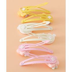 Babyhug Hair Pins And Clips Free Size with Rainbow and Star Applique Pack Of 3- Pink , Yellow & White