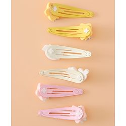 Babyhug Hair Pins And Clips Free Size with Rainbow and Star Applique Pack Of 3- Pink , Yellow & White