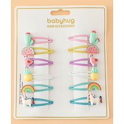 Babyhug Hair Pins And Clips Free Size - Pink Yellow