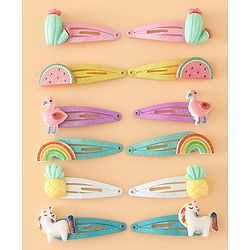 Babyhug Hair Pins And Clips Free Size - Pink Yellow