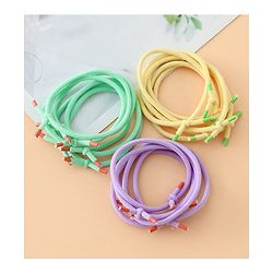 Babyhug Hair Rubber Bands Green/Light Yellow/Purple Free Size Girl