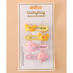 Babyhug Hair Pins And Clips Free Size - Yellow/Pink