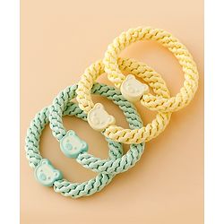 Babyhug Free Size Hair Rubber Bands With Bear Charm Applique Pack of 4 - Pink & Blue