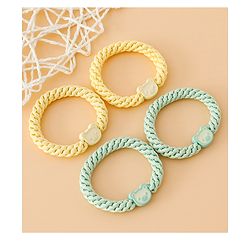 Babyhug Free Size Hair Rubber Bands With Bear Charm Applique Pack of 4 - Pink & Blue