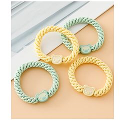 Babyhug Free Size Hair Rubber Bands With Bear Charm Applique Pack of 4 - Pink & Blue