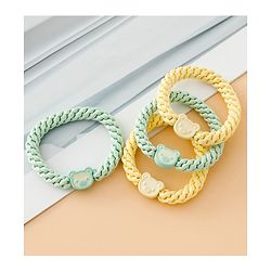Babyhug Free Size Hair Rubber Bands With Bear Charm Applique Pack of 4 - Pink & Blue