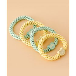 Babyhug Free Size Hair Rubber Bands With Bear Charm Applique Pack of 4 - Pink & Blue