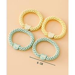 Babyhug Free Size Hair Rubber Bands With Bear Charm Applique Pack of 4 - Pink & Blue