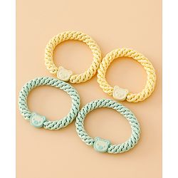 Babyhug Free Size Hair Rubber Bands With Bear Charm Applique Pack of 4 - Pink & Blue